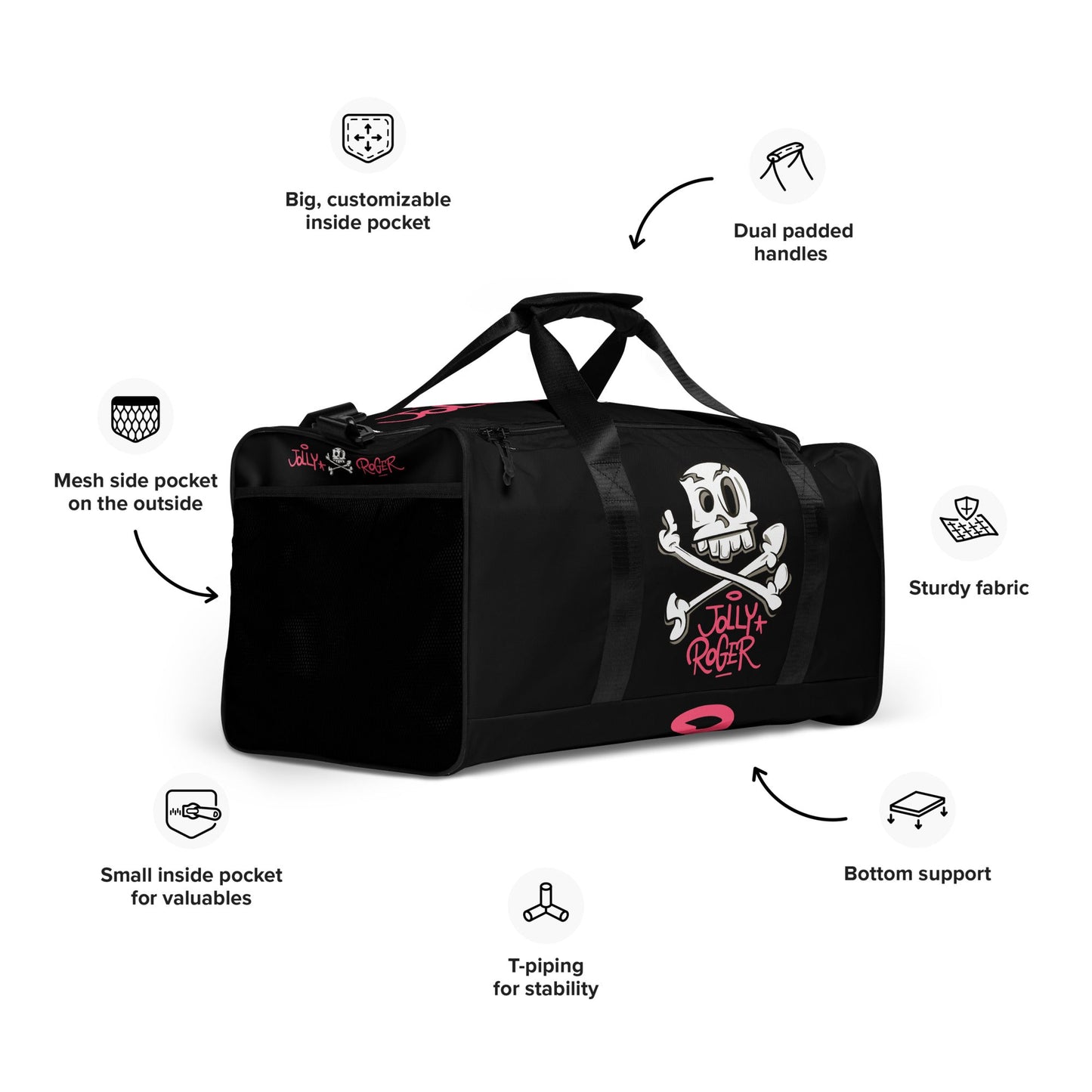Black Jolly Roger Duffle Bag - Jolly Roger Bar Fortitude Valley